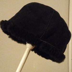 Black Real Sheepskin Fur Bucket Hat